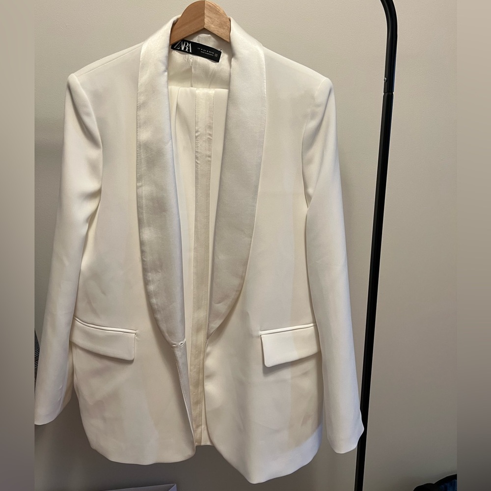 Zara White Suit Blazer Size M